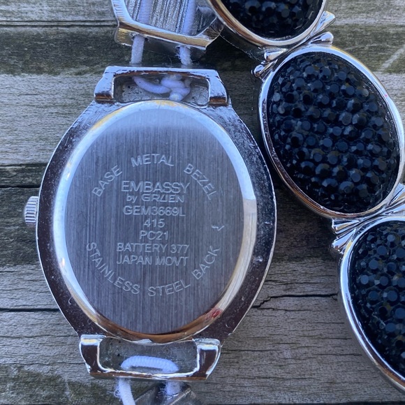 Embassy by Gruen black sparkle stretch watch Japan movement fully functioning - Picture 4 of 7